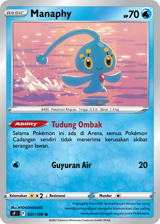 Manaphy 031/100 — Star Birth (Indonesian Pokémon TCG card)