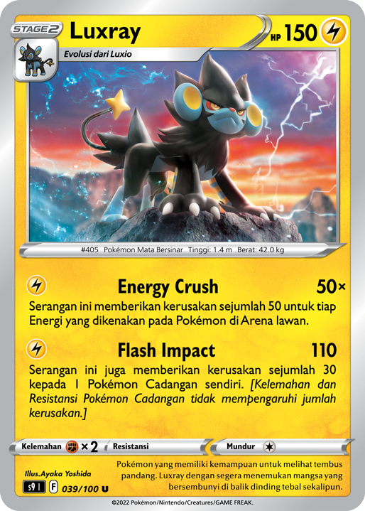 Luxray 039/100 — Star Birth (Indonesian Pokémon TCG card)