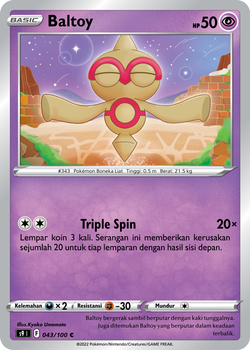 Baltoy 043/100 — Star Birth (Indonesian Pokémon TCG card)