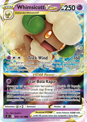 Whimsicott VSTAR 050/100 — Star Birth (Indonesian Pokémon TCG card)