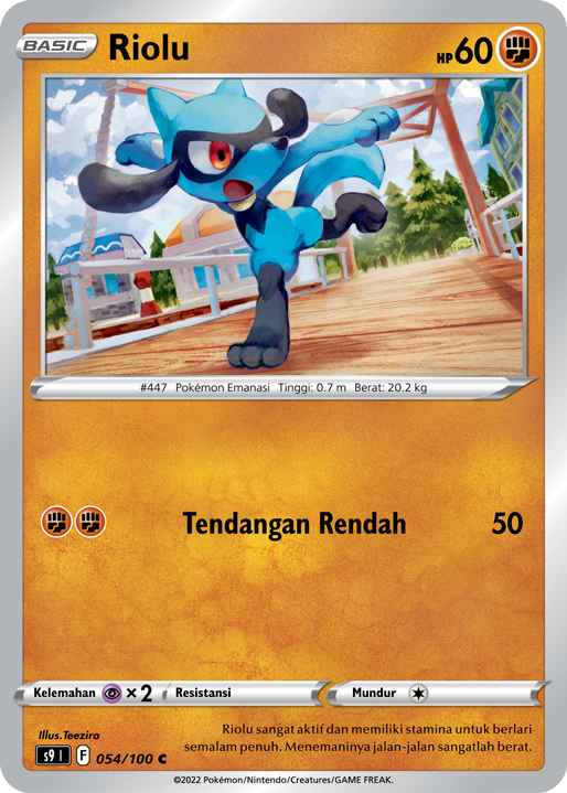 Riolu 054/100 — Star Birth (Indonesian Pokémon TCG card)