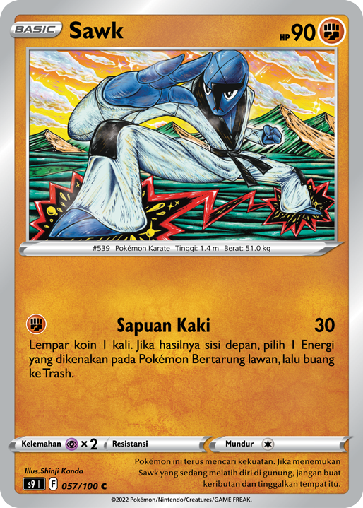 Sawk 057/100 — Star Birth (Indonesian Pokémon TCG card)