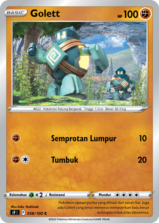 Golett 058/100 — Star Birth (Indonesian Pokémon TCG card)