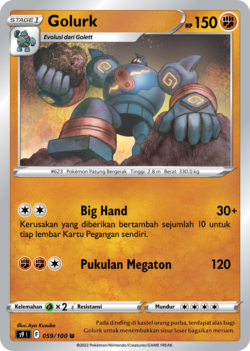 Golurk 059/100 — Star Birth (Indonesian Pokémon TCG card)