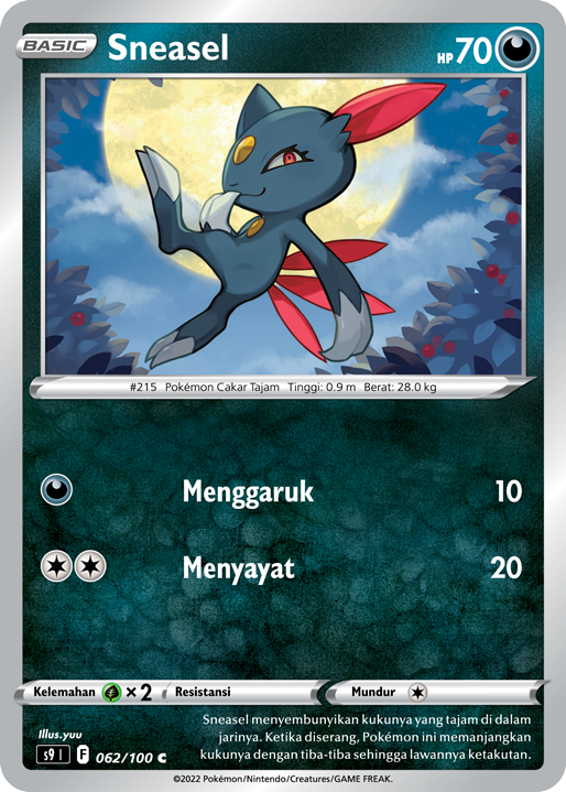 Sneasel 062/100 — Star Birth (Indonesian Pokémon TCG card)