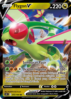 Flygon V 072/100 — Star Birth (Indonesian Pokémon TCG card)