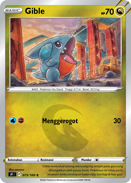 Gible 073/100 — Star Birth (Indonesian Pokémon TCG card)