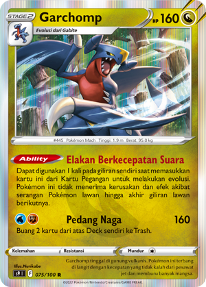 Garchomp 075/100 — Star Birth (Indonesian Pokémon TCG card)