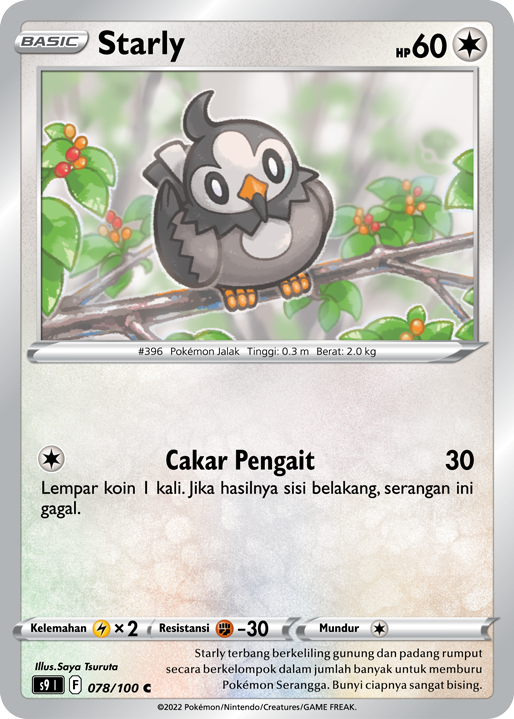 Starly 078/100 — Star Birth (Indonesian Pokémon TCG card)
