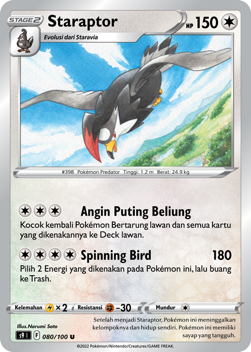 Staraptor 080/100 — Star Birth (Indonesian Pokémon TCG card)