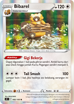 Bibarel 082/100 — Star Birth (Indonesian Pokémon TCG card)