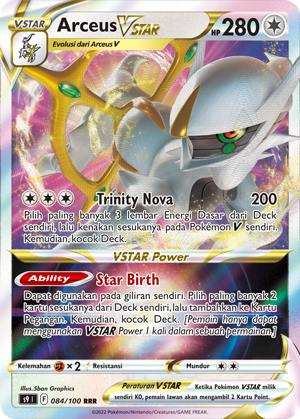 Arceus VSTAR 084/100 — Star Birth (Indonesian Pokémon TCG card)