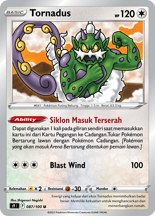 Tornadus 087/100 — Star Birth (Indonesian Pokémon TCG card)