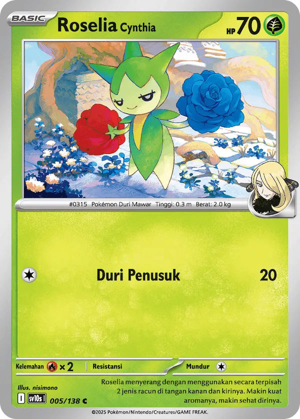 Cynthia's Roselia 005 — Presence of Champions (Indonesian Pokémon TCG card)