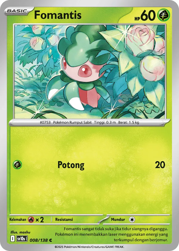 Fomantis 008 — Presence of Champions (Indonesian Pokémon TCG card)