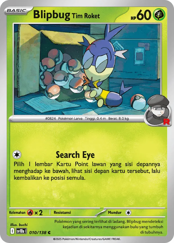 Team Rocket's Blipbug 010 — Presence of Champions (Indonesian Pokémon TCG card)