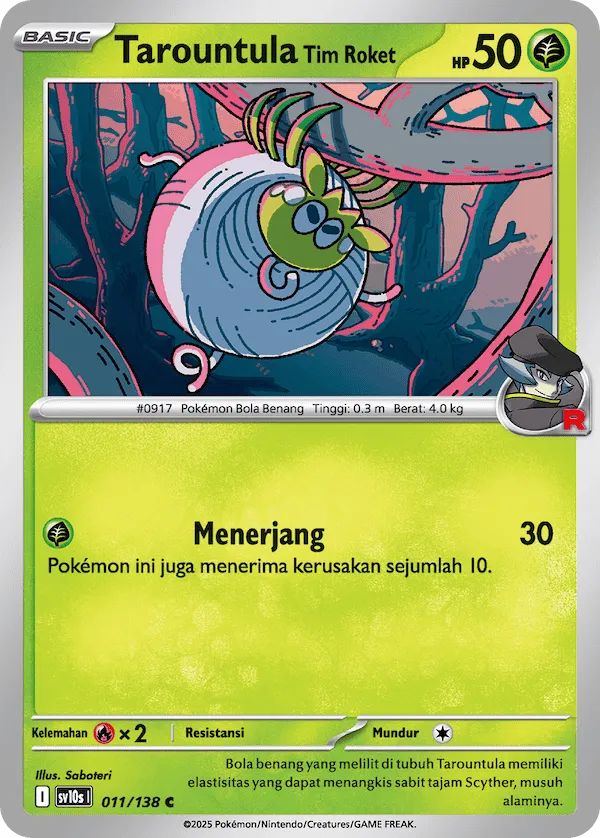 Team Rocket's Tarountula 011 — Presence of Champions (Indonesian Pokémon TCG card)