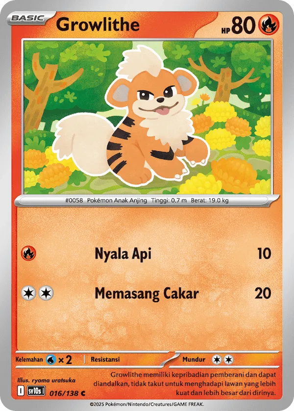 Growlithe 016 — Presence of Champions (Indonesian Pokémon TCG card)