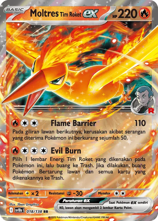 Team Rocket's Moltres ex 018 — Presence of Champions (Indonesian Pokémon TCG card)