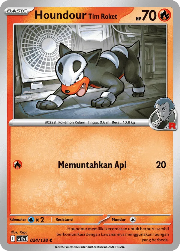 Team Rocket's Houndour 024 — Presence of Champions (Indonesian Pokémon TCG card)