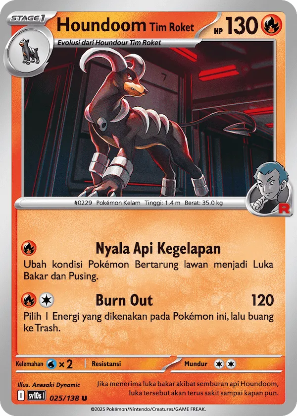 Team Rocket's Houndoom 025 — Presence of Champions (Indonesian Pokémon TCG card)
