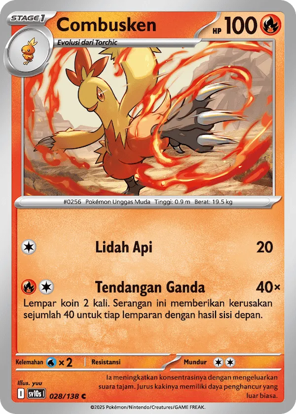 Combusken 028 — Presence of Champions (Indonesian Pokémon TCG card)