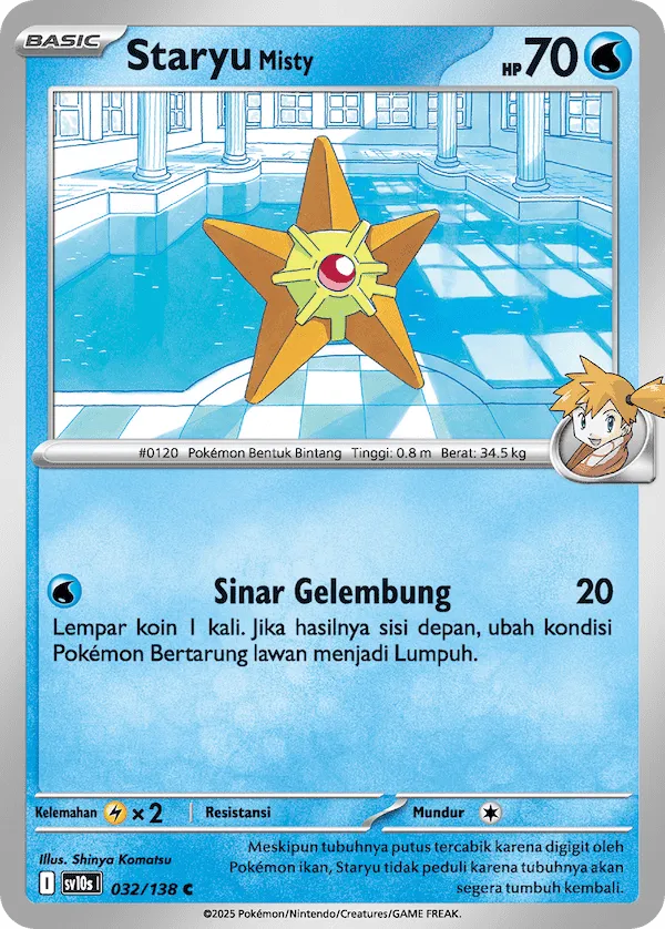 Misty's Staryu 032 — Presence of Champions (Indonesian Pokémon TCG card)