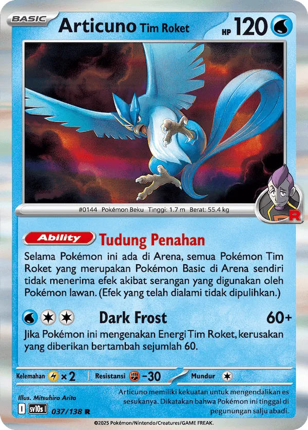 Team Rocket's Articuno 037 — Presence of Champions (Indonesian Pokémon TCG card)