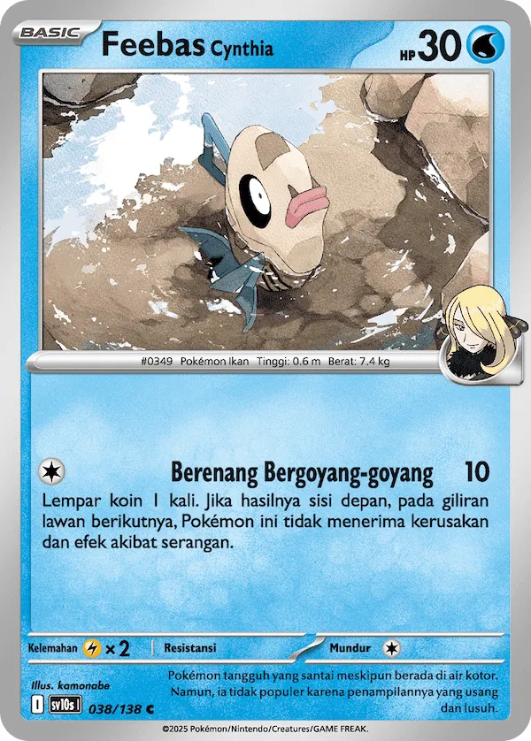 Cynthia's Feebas 038 — Presence of Champions (Indonesian Pokémon TCG card)