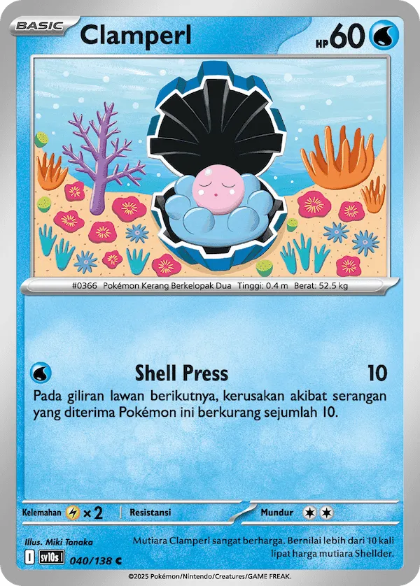 Clamperl 040 — Presence of Champions (Indonesian Pokémon TCG card)