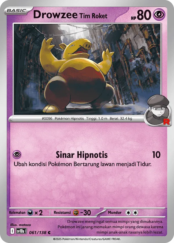 Team Rocket's Drowzee 061 — Presence of Champions (Indonesian Pokémon TCG card)