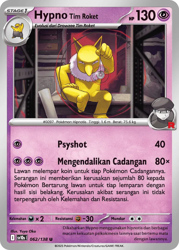 Team Rocket's Hypno 062 — Presence of Champions (Indonesian Pokémon TCG card)