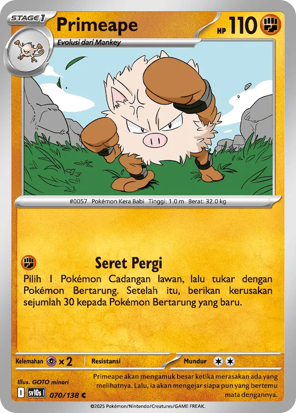 Primeape 070 — Presence of Champions (Indonesian Pokémon TCG card)