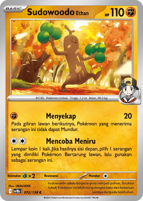 Ethan's Sudowoodo 072 — Presence of Champions (Indonesian Pokémon TCG card)