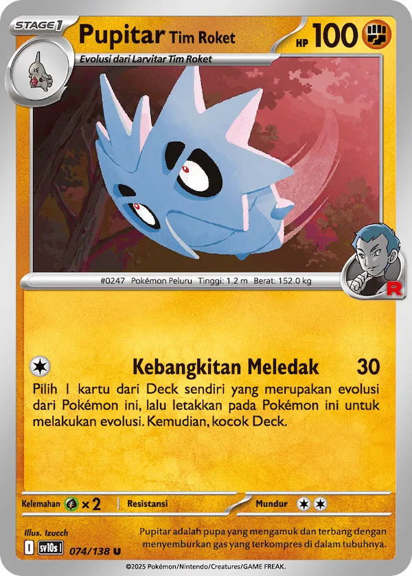 Team Rocket's Pupitar 074 — Presence of Champions (Indonesian Pokémon TCG card)