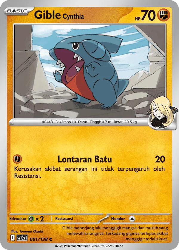 Cynthia's Gible 081 — Presence of Champions (Indonesian Pokémon TCG card)