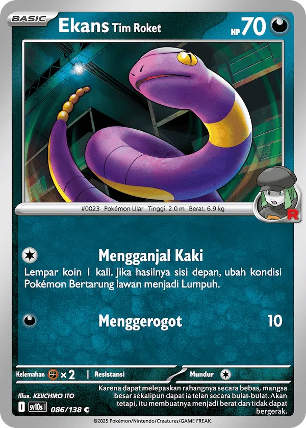 Team Rocket's Ekans 086 — Presence of Champions (Indonesian Pokémon TCG card)