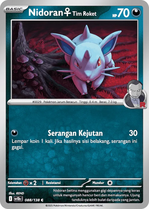 Team Rocket's Nidoran ♀ 088 — Presence of Champions (Indonesian Pokémon TCG card)