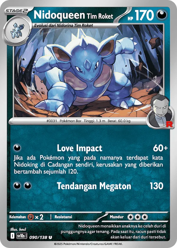 Team Rocket's Nidoqueen 090 — Presence of Champions (Indonesian Pokémon TCG card)