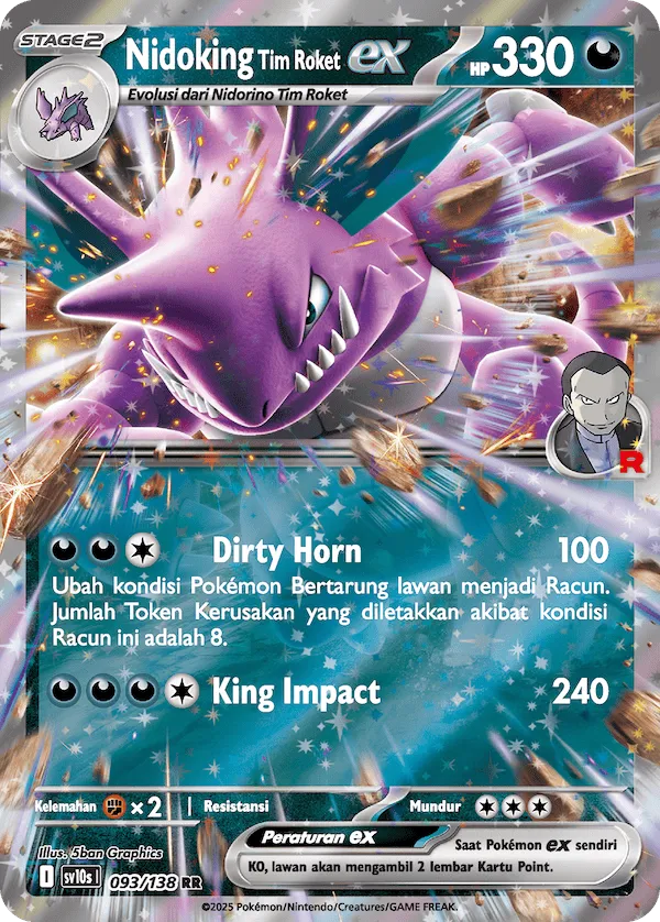 Team Rocket's Nidoking ex 093 — Presence of Champions (Indonesian Pokémon TCG card)