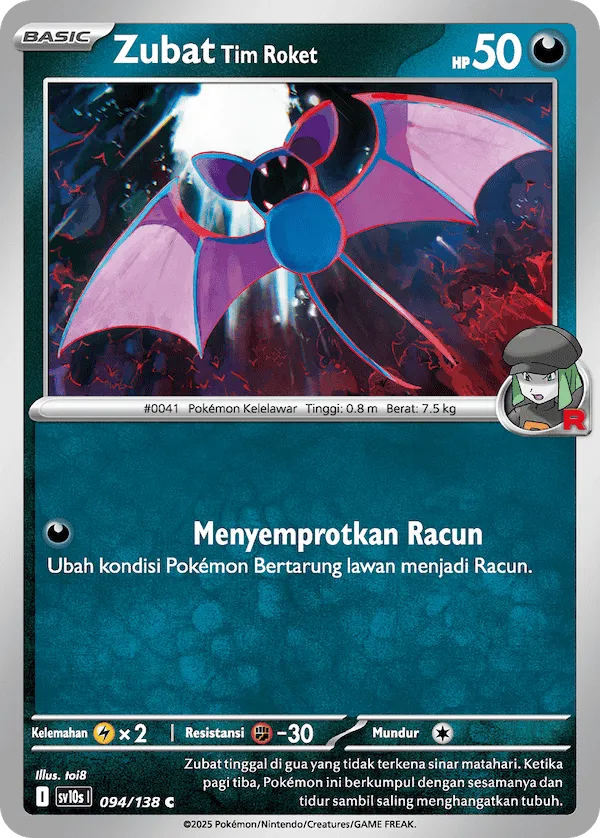 Team Rocket's Zubat 094 — Presence of Champions (Indonesian Pokémon TCG card)
