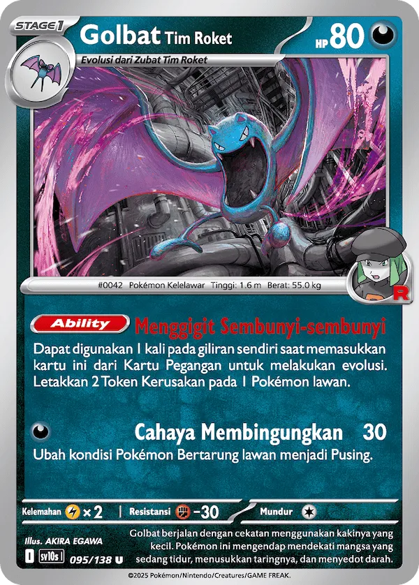 Team Rocket's Golbat 095 — Presence of Champions (Indonesian Pokémon TCG card)
