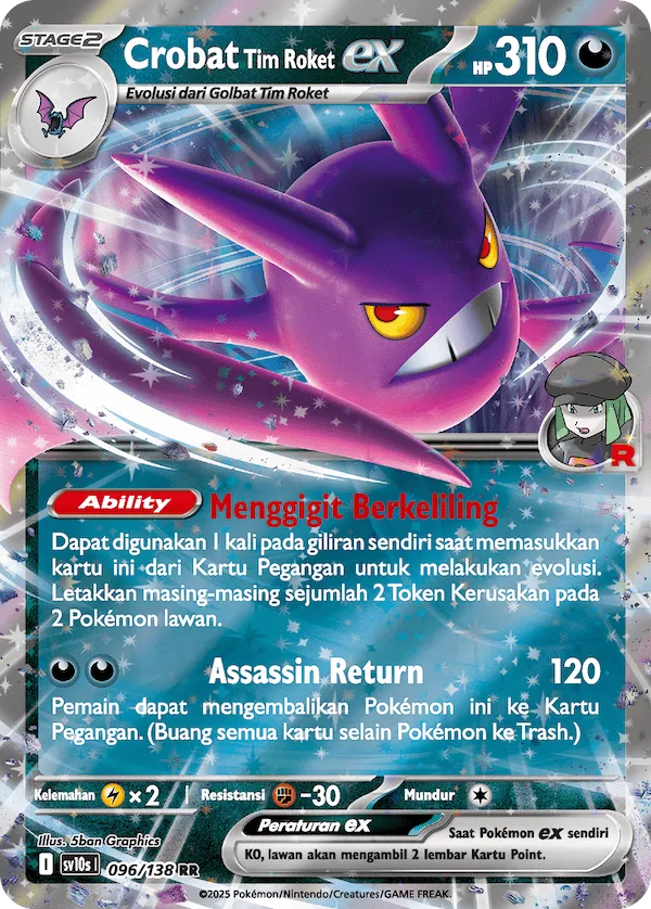 Team Rocket's Crobat ex 096 — Presence of Champions (Indonesian Pokémon TCG card)