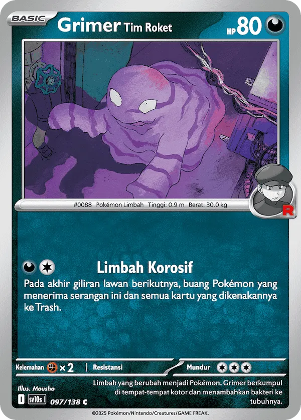 Team Rocket's Grimer 097 — Presence of Champions (Indonesian Pokémon TCG card)