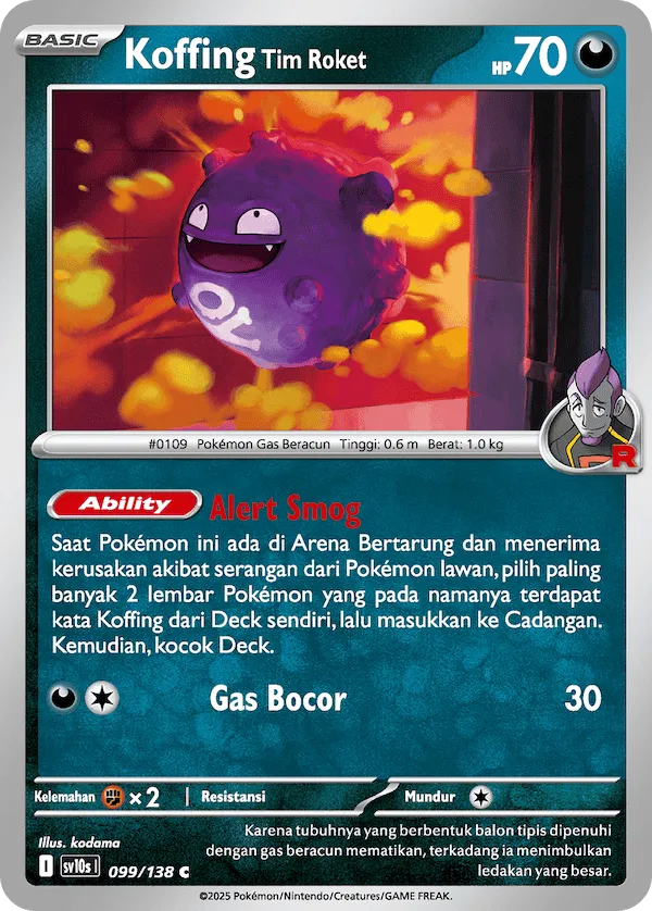 Team Rocket's Koffing 099 — Presence of Champions (Indonesian Pokémon TCG card)