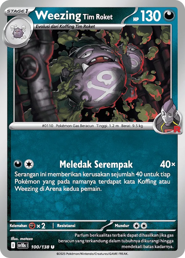 Team Rocket's Weezing 100 — Presence of Champions (Indonesian Pokémon TCG card)