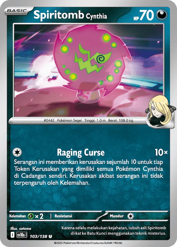 Cynthia's Spiritomb 103 — Presence of Champions (Indonesian Pokémon TCG card)