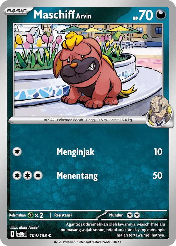 Arven's Maschiff 104 — Presence of Champions (Indonesian Pokémon TCG card)