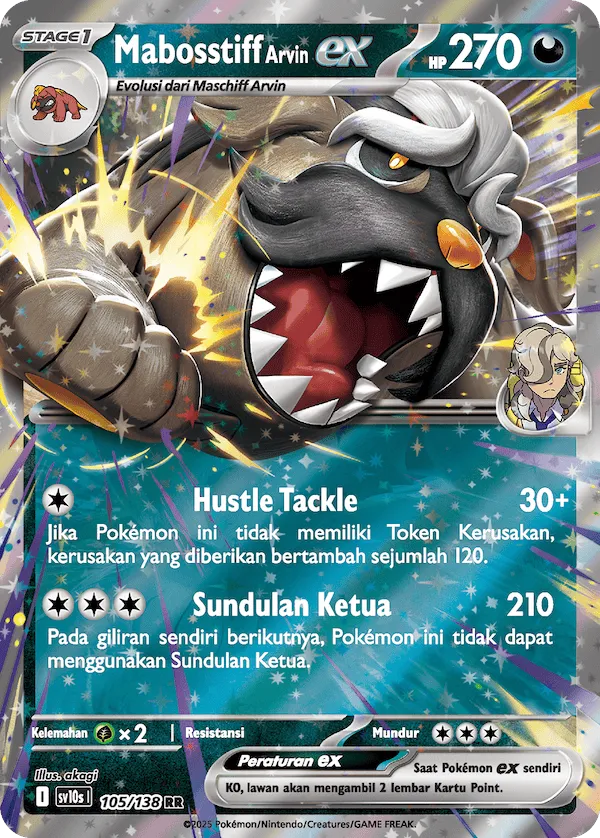 Arven's Mabosstiff ex 105 — Presence of Champions (Indonesian Pokémon TCG card)
