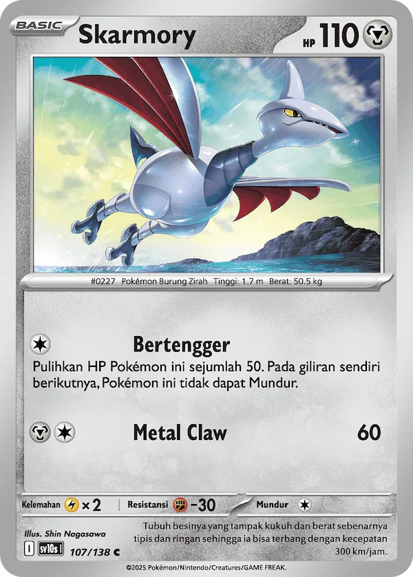 Skarmory 107 — Presence of Champions (Indonesian Pokémon TCG card)